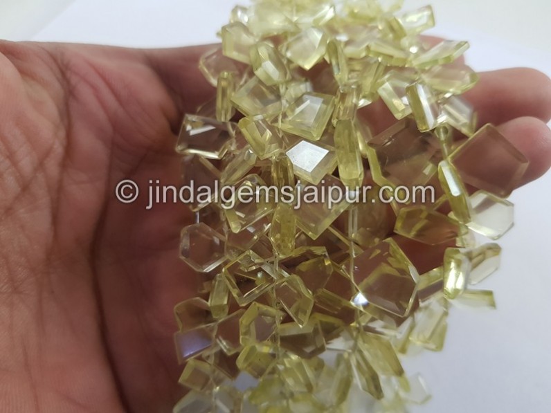 Lemon Quartz Flat Slice Cut Beads