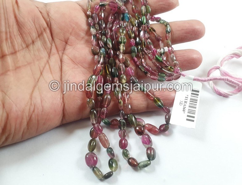 Bi Color Tourmaline Smooth Oval Beads