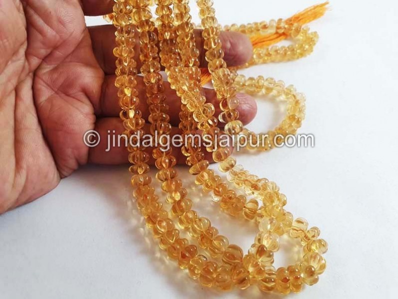 Citrine Carved Pumpkin Shape Beads