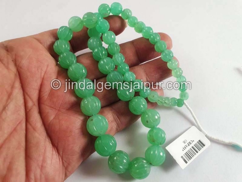 Chrysoprase Carved Pumpkin Balls Beads