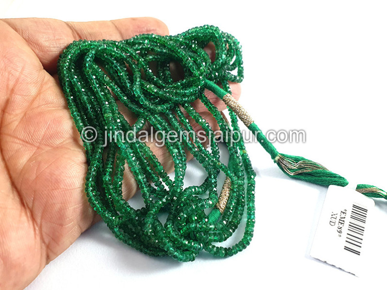 Emerald Faceted Roundelle Shape Beads