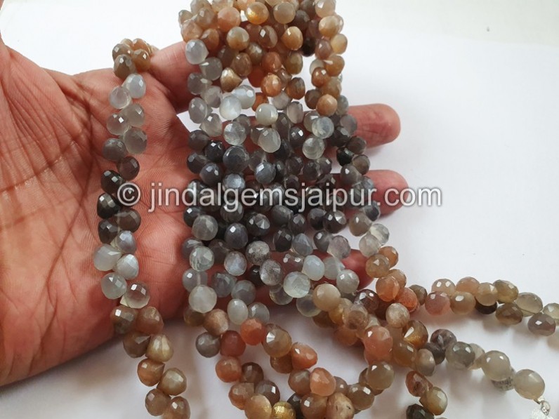 Multi Moonstone Faceted Onion Beads