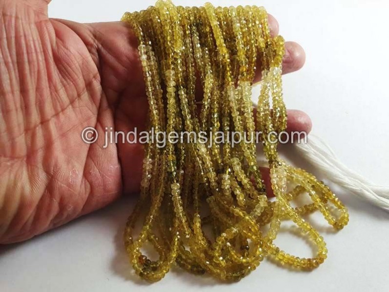 Yellow Diopside Faceted Roundelle Beads