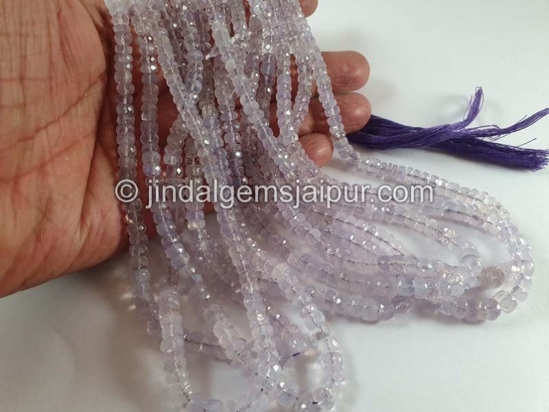 Scorolite Or Lavender Quartz Faceted Roundelle Beads