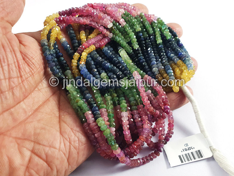Multi Precious Stone Faceted Roundelle Shape Beads