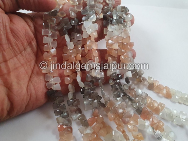 Multi Moonstone Faceted Pyramid Beads