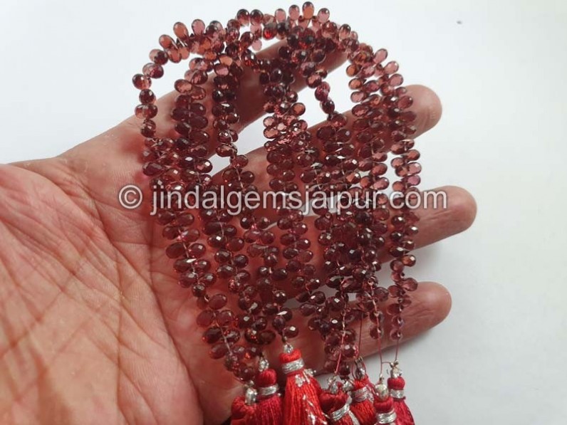 Rhodolite Garnet Faceted Drops Beads