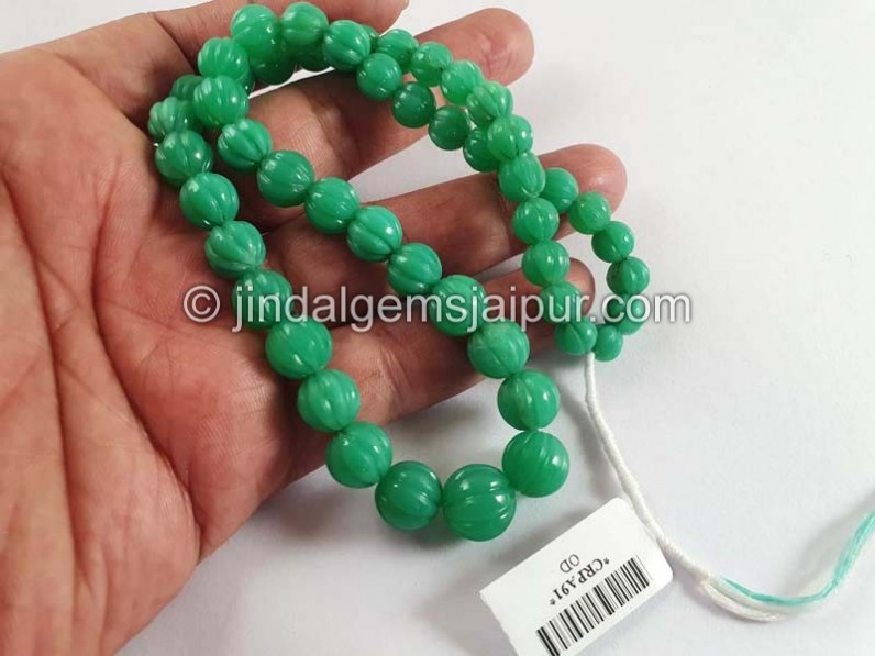 Chrysoprase Carved Pumpkin Balls Beads