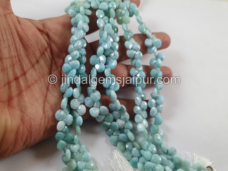 Larimar Shaded Faceted Heart Beads