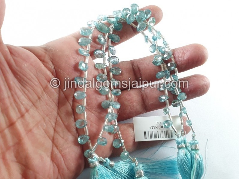 Blue Zircon Faceted Pear Shape Beads