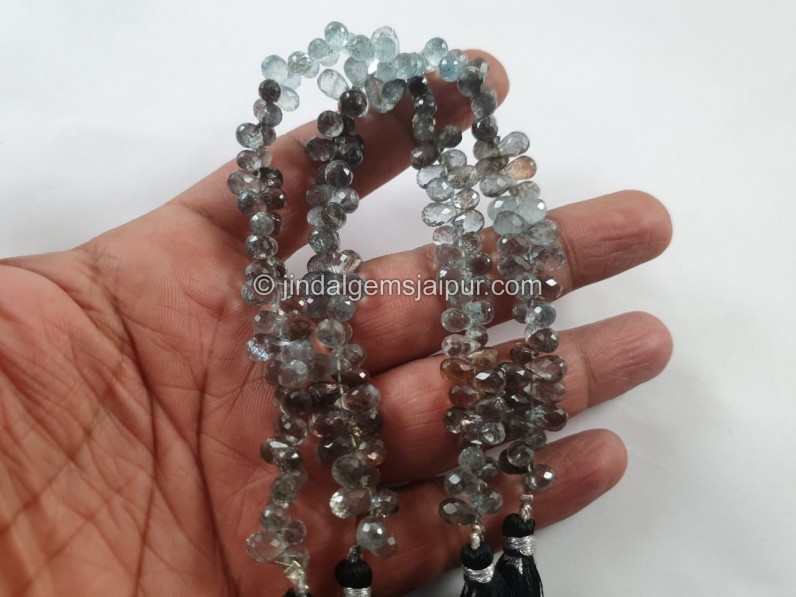 Moss Aquamarine Faceted Drop Beads