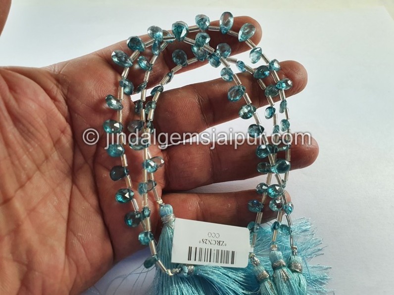 Blue Zircon Faceted Pear Shape Beads