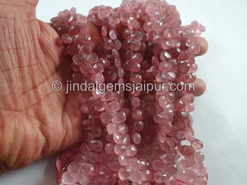 Strawberry Quartz Faceted Pear Beads