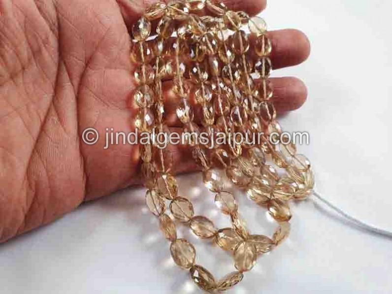 Champagne Citrine Big Faceted Oval Beads