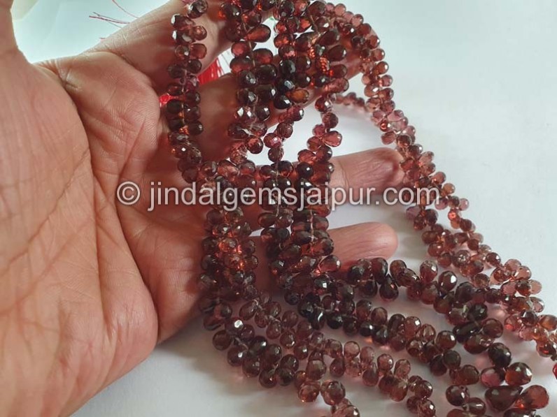 Garnet Faceted Drops Beads