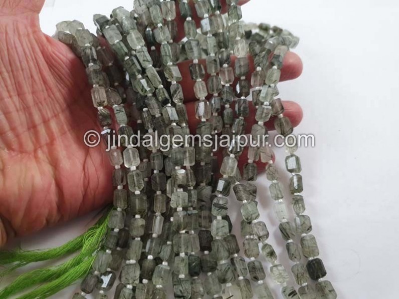 Green Rutile Faceted Nugget Beads