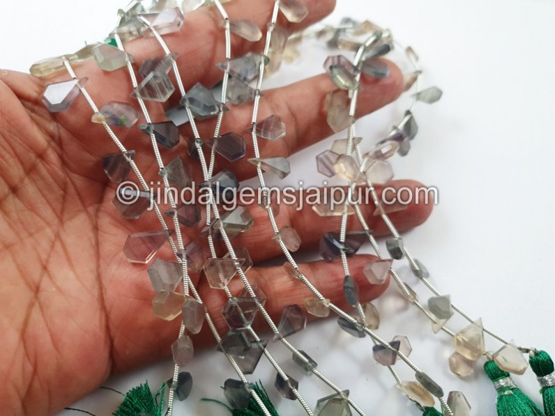 Multi Fluorite Faceted Triangle Beads