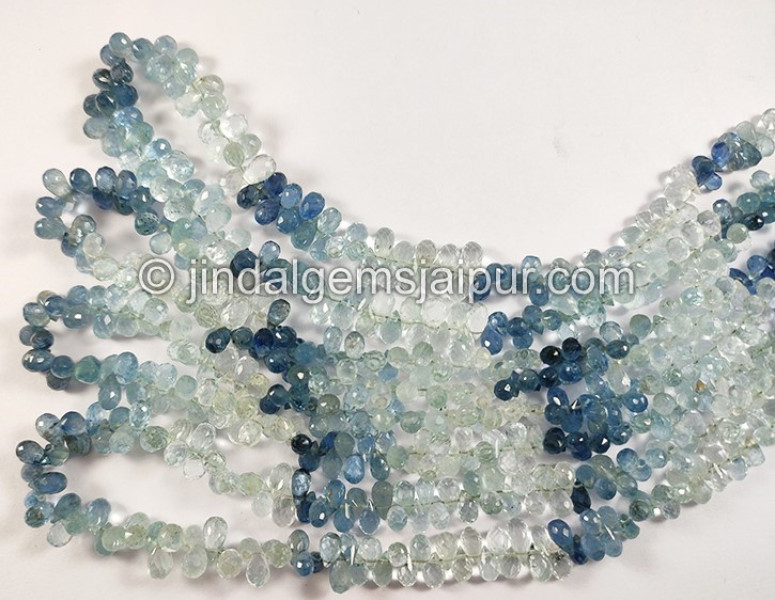 Santa Maria Aquamarine Shaded Faceted Drops Shape Beads