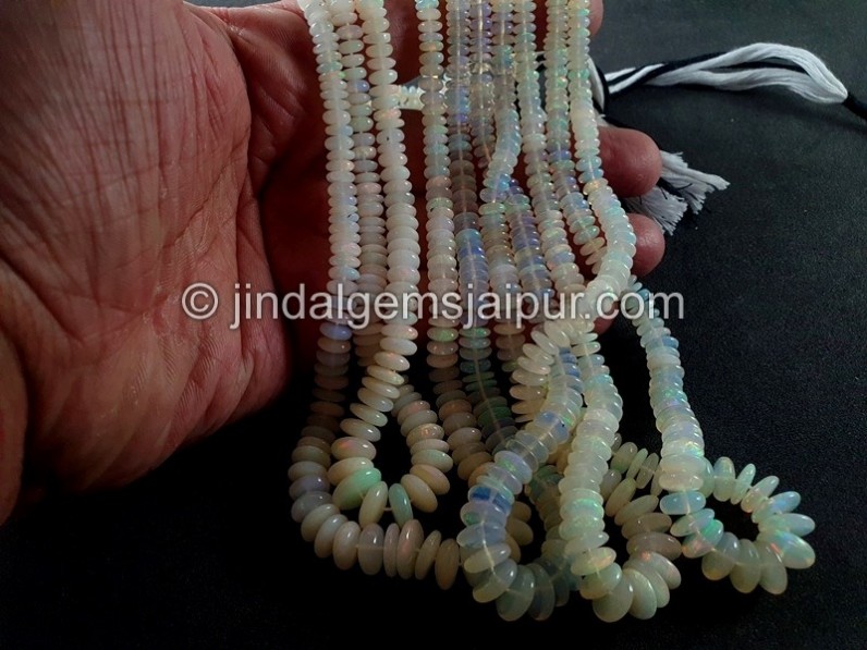 Ethiopian Opal White Smooth Disc Beads