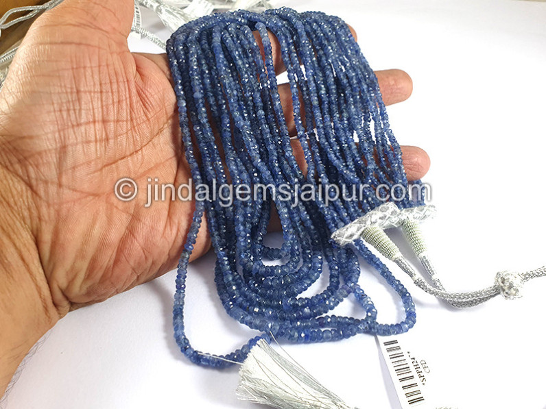 Blue Sapphire Burma Faceted Roundelle Shape Beads