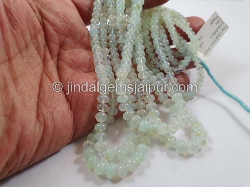 Natural Peruvian Blue Opal Smooth Roundelle Beads