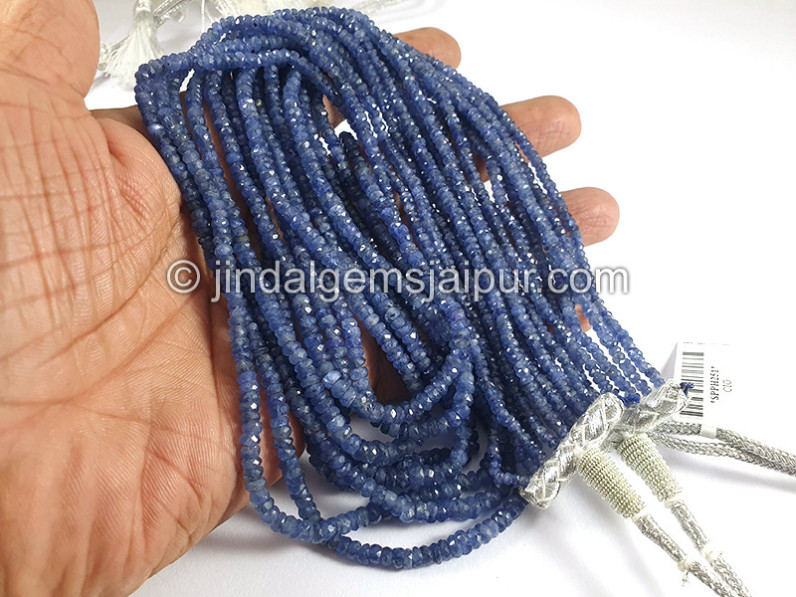 Blue Sapphire Burma Faceted Roundelle Shape Beads