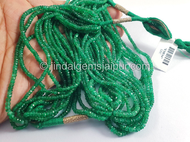 Emerald Faceted Roundelle Shape Beads