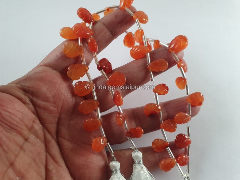 Carnelian Carved Pear Beads