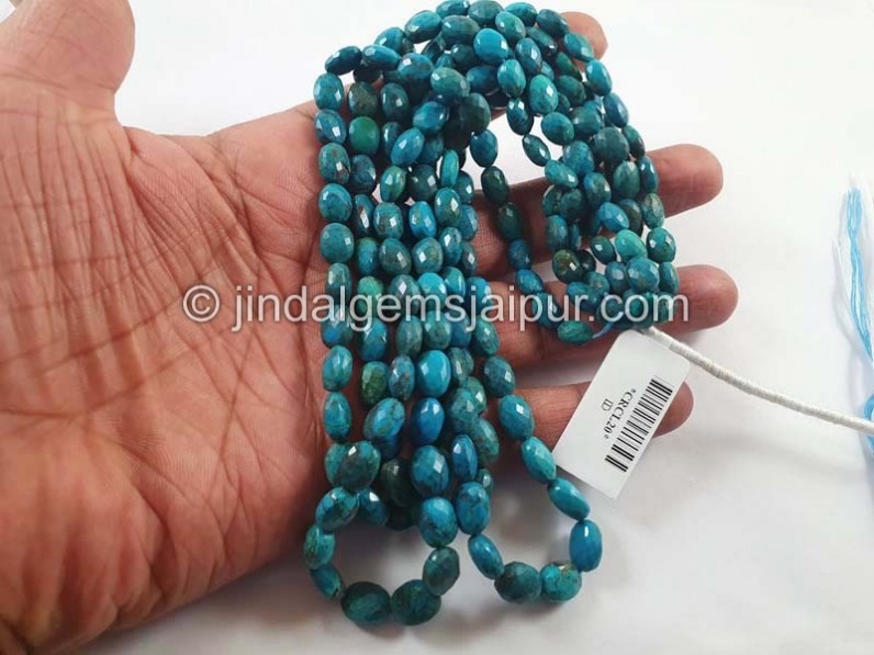 Deep Blue Chrysocolla Faceted Oval Beads