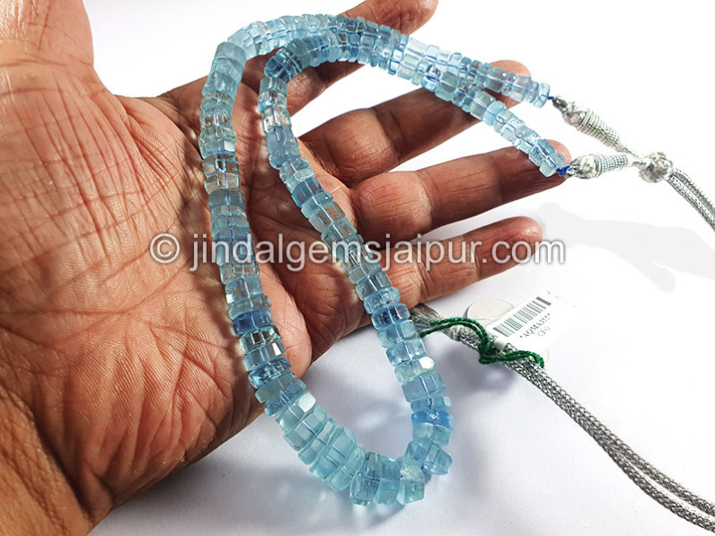 Aquamarine Step Cut Bolt Shape Beads