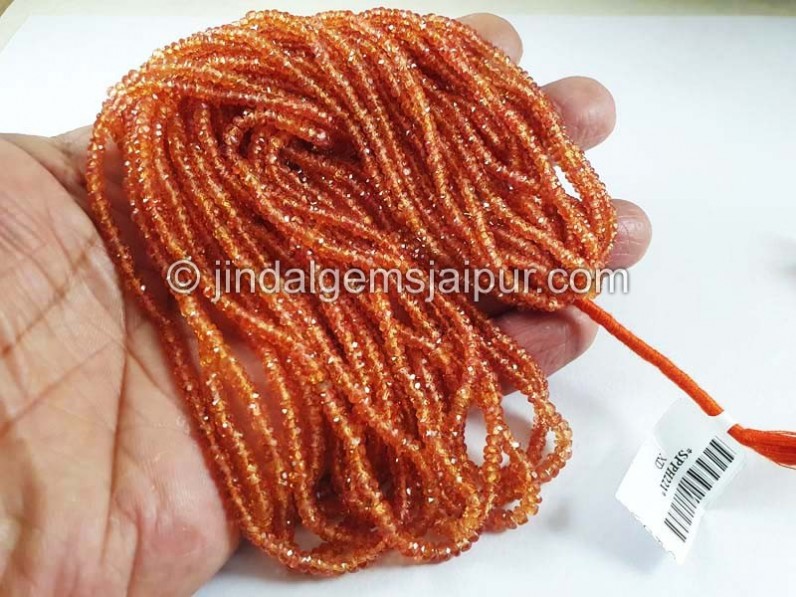 Orange Sapphire Faceted Roundelle Shape Beads