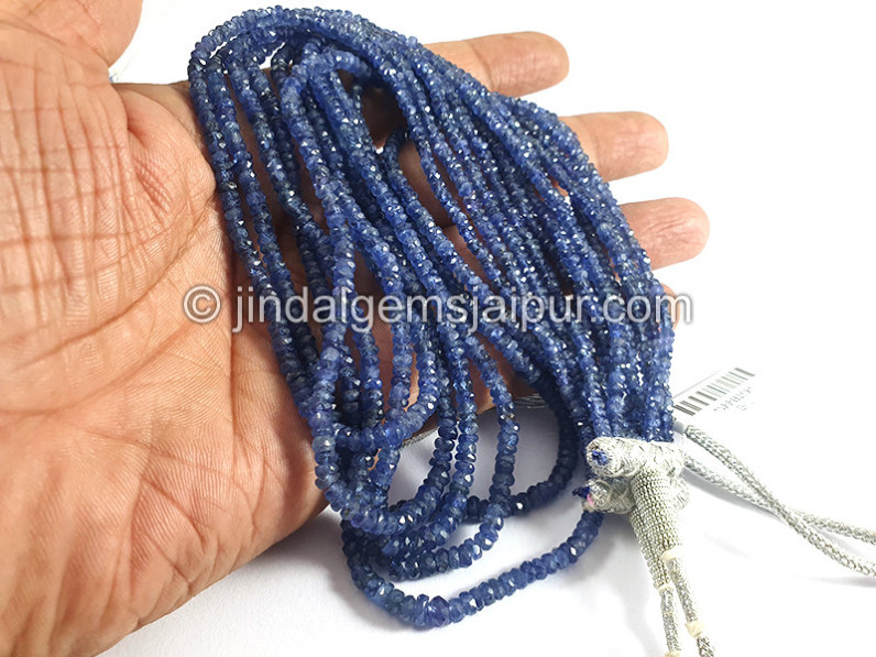 Blue Sapphire Burma Faceted Roundelle Shape Beads