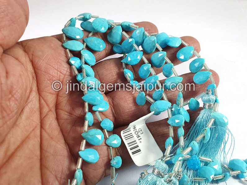 Turquoise Arizona Faceted Pear Shape Beads