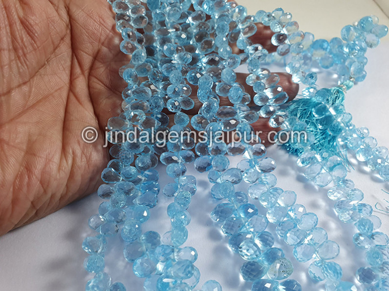 Sky Blue Topaz Faceted Drops Shape Beads