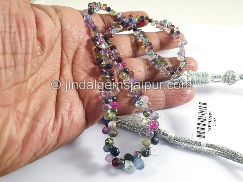 Multi Sapphire Faceted Drops Shape Big Beads