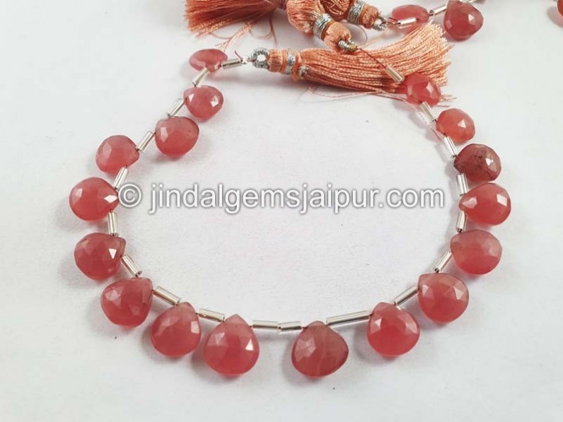 Rhodochrosite Faceted Heart Beads