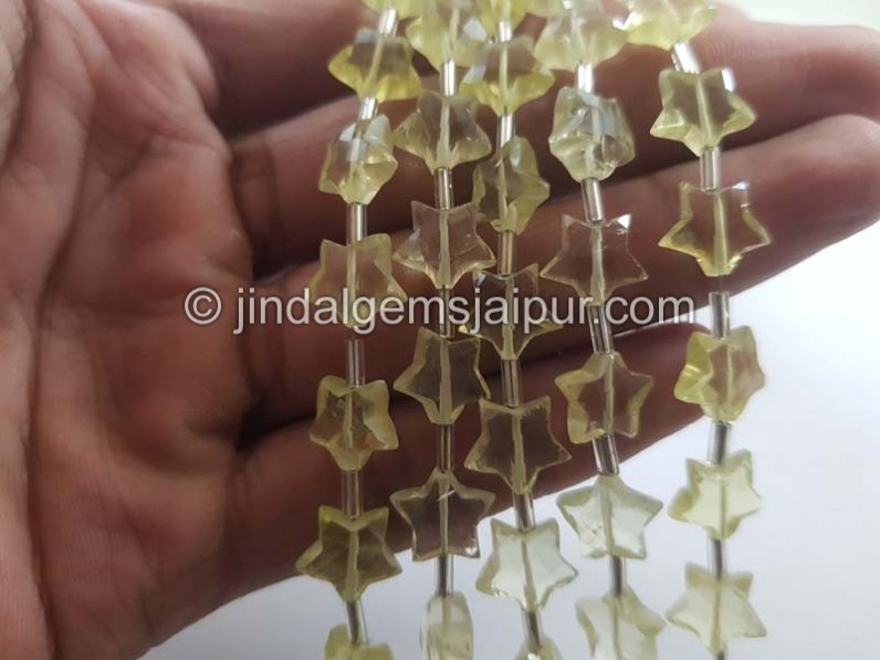 Lemon Quartz Faceted Star Beads