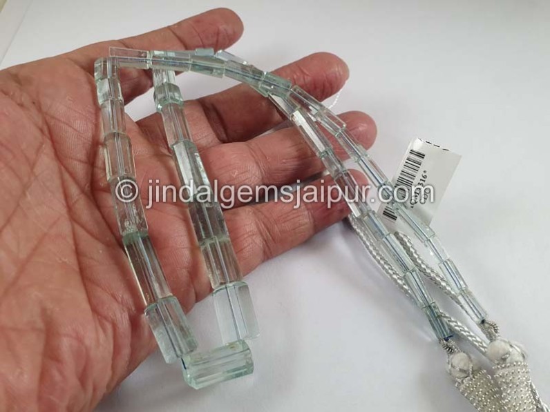 Aquamarine Step Cut Pipe Shape Beads