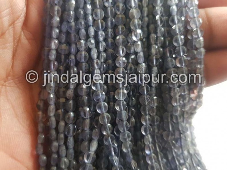 Iolite Faceted Coin Shape Beads