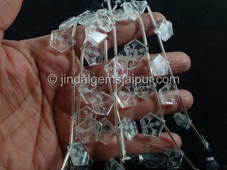 Crystal Carved Pentagon Beads