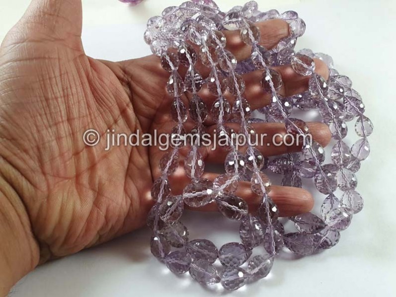 Pink Amethyst Concave Cut Drops Beads