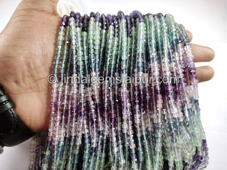 Fluorite Faceted Cube Shape Beads