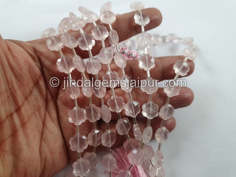 Rose Quartz Faceted Flower Beads