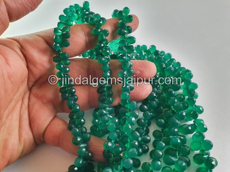 Green Onyx Faceted Drops Beads