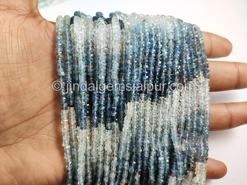 Santa Maria Aquamarine Shaded Faceted Roundelle Shape Beads