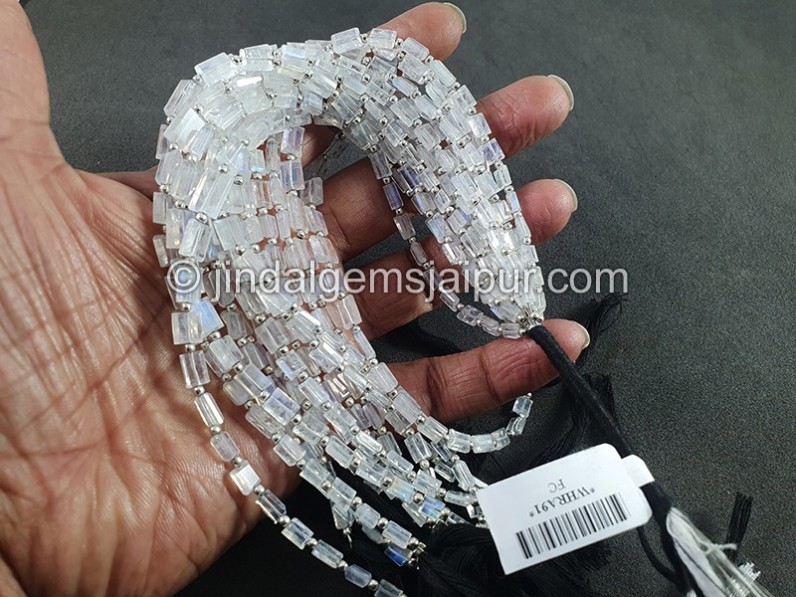 White Rainbow Cut Baguette Shape Beads