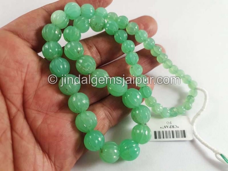 Chrysoprase Carved Pumpkin Balls Beads