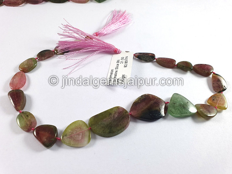 Watermelon Tourmaline Smooth Slices Beads