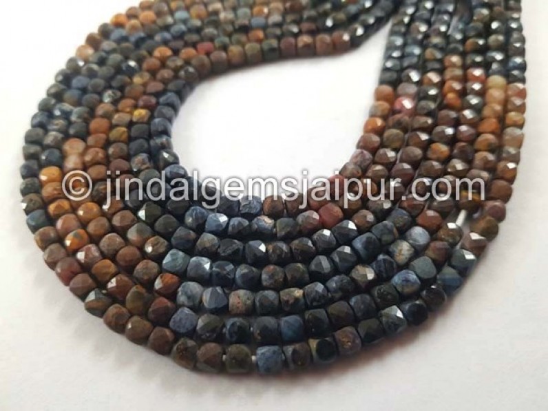 Pietersite Faceted Cube Shape Beads