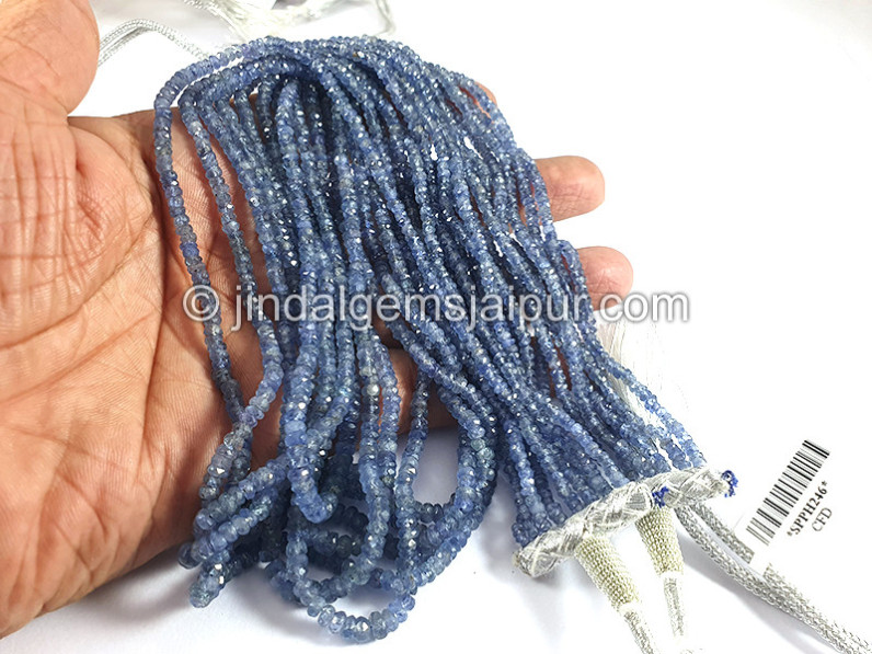 Blue Sapphire Burma Faceted Roundelle Shape Beads